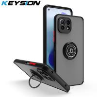 KEYSION Fashion Matte Case for Xiaomi Mi 11 Lite 5G NE 11 Ultra 11i Transparent Ring Stand Shockproof Phone Cover for Xiaomi A3