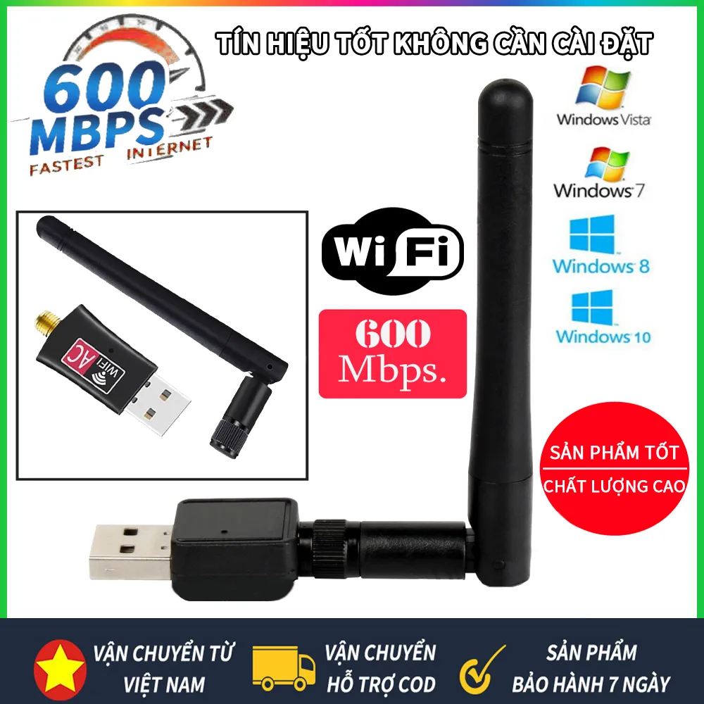 Bộ Chuyển Đổi WIFI USB Băng Tần Kép 600Mbps Dongle Lan WIFI Không ...