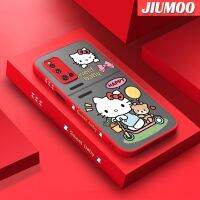 เคส JIUMOO สำหรับ VIVO V19 V19,V19G ลายการ์ตูนแฮปปี้ฮัลโหลคิตตี้บางขอบสี่เหลี่ยมด้านข้างดีไซน์ใหม่กันกระแทกมีน้ำค้างแข็งโปร่งใสแข็งเคสมือถือคลุมทั้งหมดปลอกซิลิโคนเคสป้องกันกล้องแบบอ่อน