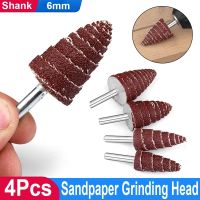 【cw】 4Pcs 6mm Shank Cone Mounted Abrasive Sandpaper Flap Sanding Grinding for Polishing Deburring 【hot】