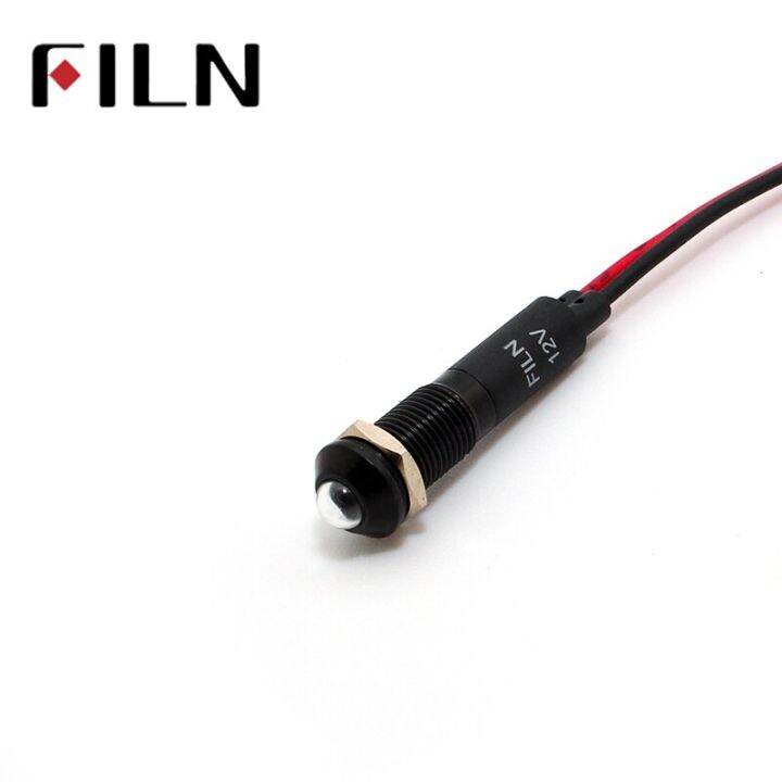 8mm-fl1a-8sw-1-black-housing-mini-raised-head-red-green-yellow-blue-12v-led-inidcator-light-with-20cm-wire