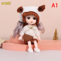 ?【Lowest price】WORE 16ซม.Mini movable Joint Dolls ตุ๊กตาของเล่น DIY พร้อมเสื้อผ้าสำหรับของเล่นเด็กผู้หญิง