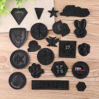 High Quality Leather Black Five-pointed Star Triangle Shape Small Insignia Embroidery Cloth Patch DIY Clothing Decoration Patch Haberdashery