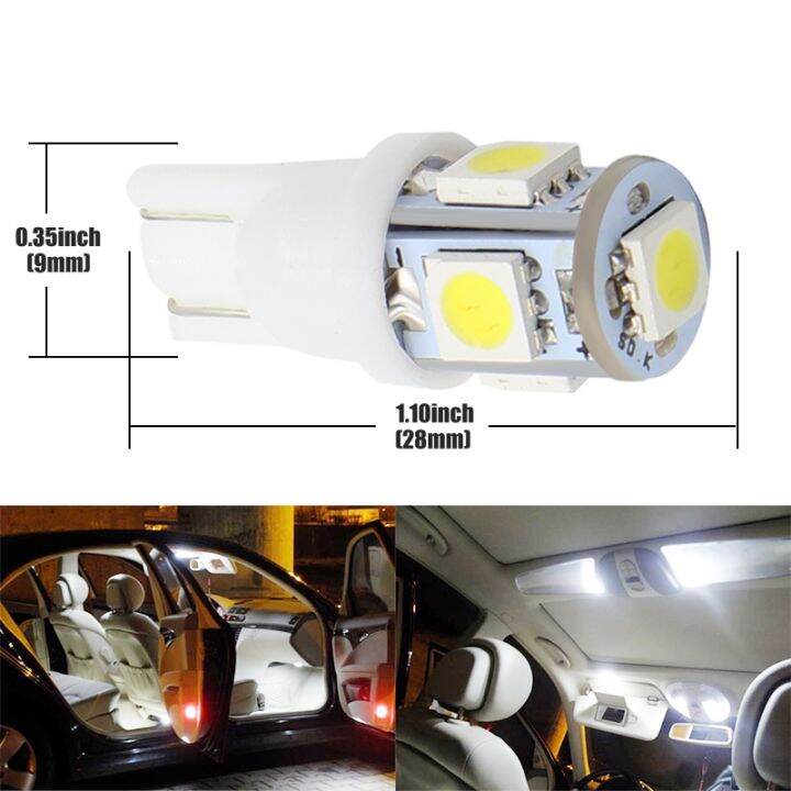 20pcs-w5w-t10-168-led-bulbs-5050-5-smd-white-red-yellow-ice-blue-pink-car-dome-reading-trunk-lights-auto-width-clearance-lamp