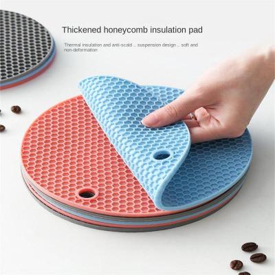 Round Honeycomb Silicone Mat Coaster Food Grade Placemat Non-slip Heat-resistant Table Mat Cup Mat Kitchen Accessories Gadgets