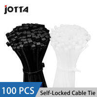 100 ชิ้น Self-Locking Nylon Cable Tie สีดำและสีขาวพลาสติก Zip Loop Wire Wrap-Shumue