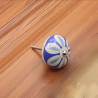 Ceramic Knobs Dresser Knob Blue Flower Cabinet Pulls Knobs / Unique Kitchen Door Handle Knob Furniture Hardware