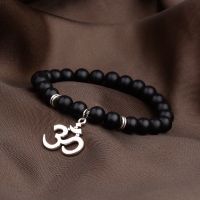 Classic OM Buddha Beaded Man celet Homme Yoga Prayer Ethnic Black Matte Natural Stone Elastic celets Women