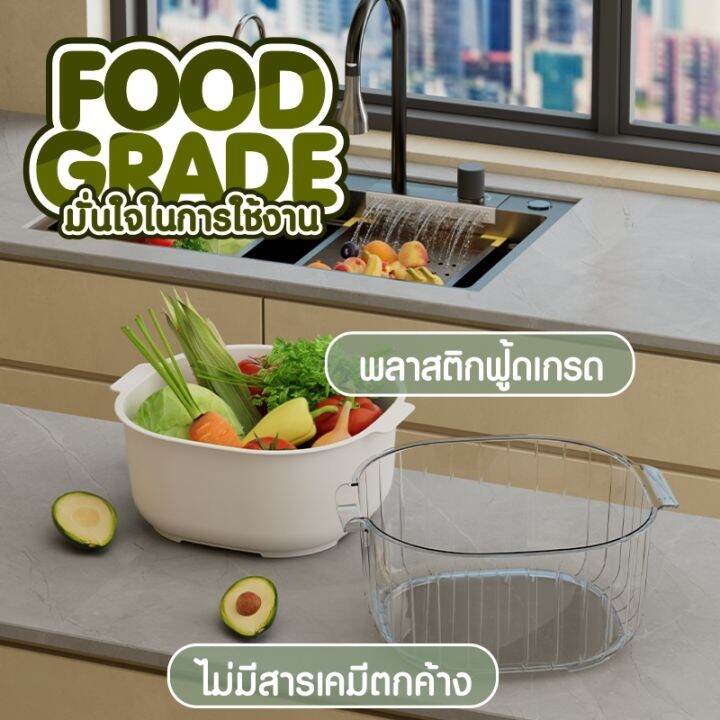 ตะกร้ากรองผัก-แบบหนาสองชั้น-ระบายน้ํา-สําหรับครัวเรือน-ห้องนั่งเล่น-สุดคุ้ม