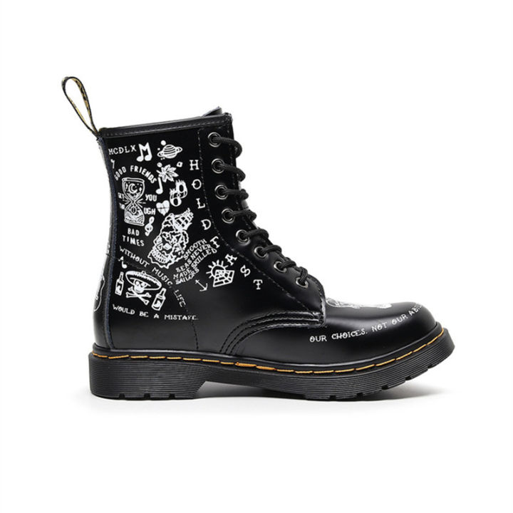 doc-dr-martens-air-wair-1460-กราฟฟิตีรองเท้าบู๊ตมาร์ตินดั้งเดิมหนังแท้สูงด้านบนรองเท้าบูทแฟชั่นunisex