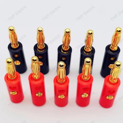 10 ชิ้น บานานาปลั๊กตัวผู้  (Banana plug)หัวแจ็ค ขนาด 4 มิลลิเมตร ยาว 40 มิลลิเมตร แบบสกรูขันยึดสายไฟ 10 pcs Screw Banana Gold Plate Plugs Connectors 4 mm, length 40 mm