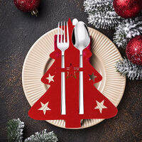 Dining Fork Set Bag Tableware Organizer Christmas Tableware Bag Felt Fork Spoon Bag Christmas Tree Cutlery Rack