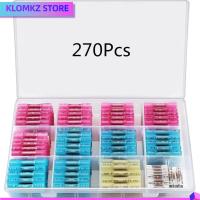 KLOMKZ 270Pcs ฉนวนกันความร้อน ขั้วต่อปลายท่อหด กันน้ำกันน้ำได้ 26-10 AWG ขั้วก้นขั้ว พร้อมกล่องเก็บของ เกรดทางทะเล ชุดขั้วต่อสายไฟ ยานยนต์สำหรับรถยนต์