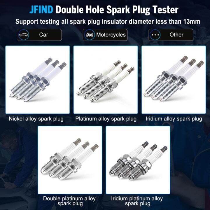 jfind-jf109-13mm-double-hole-car-motorcycle-auto-spark-plug-tester-110v-220v-to-12v-automotive-detector-ignition-analyzer-tools