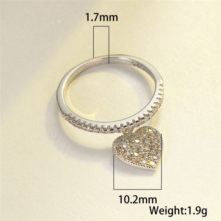 mm75-จี้หัวใจน่ารักสีขาวเพทายแหวนสำหรับผู้หญิงสีเหลืองทอง-ทองคำขาว-กุหลาบทองหมั้นสัญญาแหวนหญิงเครื่องประดับจัดงานแต่งงาน