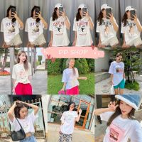 DD SHOPพร้อมส่ง DX-Cute เสื้อยืด คอกลมแขนสั้น ลายหมาแมวสัตวืน่ารักคิ้วมากก