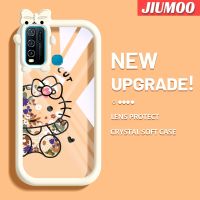 เคส JIUMOO เคส Y50แฟชั่นสำหรับ VIVO Y30 Y30i เคสโทรศัพท์กันกระแทกแบบใสนิ่มลายการ์ตูน Hello Kitty น่ารักเคสเคสใสซิลิโคนป้องกันเลนส์กล้องรูปสัตว์ประหลาดน้อย