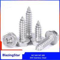 10-50 Buah M3 M4 M5 M6 304 Baja Tahan Karat Hex Segi Enam Phillips Kepala Flange Baut Hex Rongga Penyadapan Sendiri Sekrup Baut Kayu