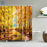 【CW】♂  Colorful Trees Scenic Shower Curtains Curtain Frabic Polyester with Hooks