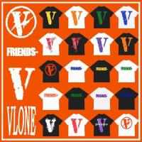 Vlone เสื้อยืดเสื้อทรงหลวมแขนสั้นด้านหลังขนาดใหญ่แบบคลาสสิก