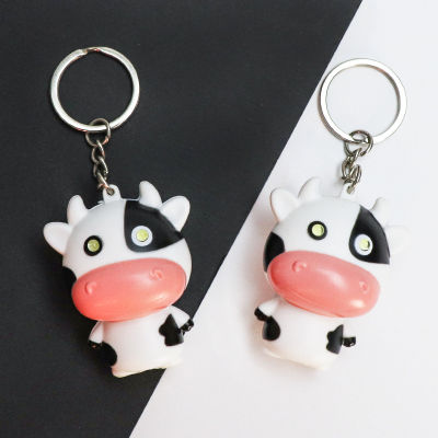 LED emitting sound cow keychain pendant cow phone case accessories cartoon bag accessories creativity