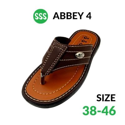 SSS Abbey4 รองเท้าแตะผู้ชาย แบบหูหนีบ คีบ สไตล์วินเทจ หนังนิ่ม เบา ใส่สบาย กันลื่น มีไซส์ใหญ่ รองเท้าพระ (38-46)(น้ำตาล/ดำ/แทน)