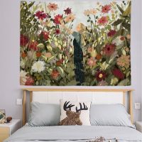 【CW】♈✒㍿  Floral Background Ins Wind Hanging Wall Bedroom Dormitory Canvas Tapestry