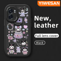 YIWESAN เคส A56s K10สำหรับ Realme Narzo 50 5G V23 V23i 5G Q5i 5G OPPO ลายการ์ตูนน่ารักเค้กสีม่วงเคสหนังนิ่มดีไซน์ใหม่ปกป้องกล้องกันกระแทกมีสีเคสนิ่มกันตก