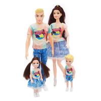 4pcs/lot Family Dolls Ken Wife Couple Set Mom/Dad/Boy/Baby Family Playset Kids Pretand Play Toys Doll House Toys Girls Gifts