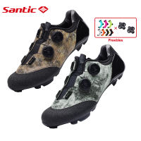 Santic ผู้ชายรองเท้า MTB คาร์บอนไฟเบอร์แต่เพียงผู้เดียว SPD ระบายอากาศอาชีพล็อคตัวเองรองเท้าจักรยานกลางแจ้ง S21031