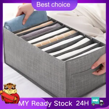 7 Grids Jeans Storage Box Closet Wardrobe Clothes Compartment