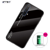 KHTD สำหรับ Realme X50 5G / X3 SuperZoom เคสโทรศัพท์สีการไล่ระดับแฟชั่นรูปแบบกระจกเทมเปอร์กลับกรอบ TPU แบบนุ่มกันกระแทกฝาหลังกรณี