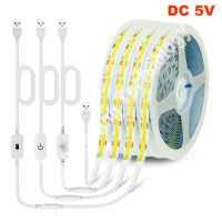 【DT】hot！ USB COB Strip 5V 300LEDs/m Density Tape Adhesive with Dimmer/PIR Sensor for Room