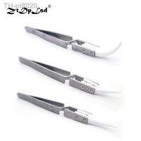 ✟  ZtDpLsd 1Pcs Stainless Steel Electronics Industrial Tweezers Reverse Ceramic Heat Resistant Conductive Curved Straight