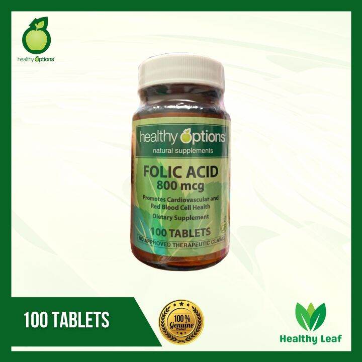 HEALTHY OPTIONS, FOLIC ACID, 800 MCG, (100 TABLETS) | Lazada PH