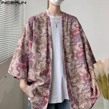 Long Sleeved National Style Kimono Shirt Mens