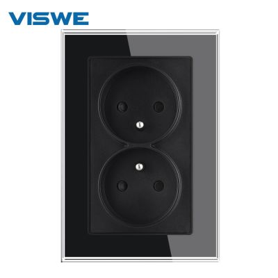 ❍♙◆ VISWE Electrical socket france standardWhite Crystal GlassAC 110-250V 16A FR double socket for home improvement