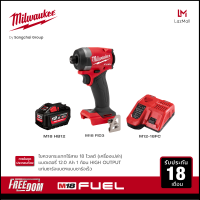 Milwaukee M18 FID3-0 ไขควงกระแทกไร้สาย 18 โวลต์ พร้อมแบตเตอรี่ 12Ah และแท่นชาร์จเร็ว M12-18 FC