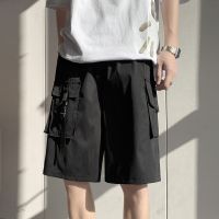 [COD] Kong style hip-hop overalls mens trendy brand ins summer five-point Korean personality big pocket straight