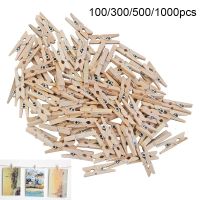 100/300/500/1000pcs Mini Wooden Clothespin 2.5cm Clothes Pegs Note Clamp Photo Clip Decoration DIY Wedding Party Dropshipping Clips Pins Tacks