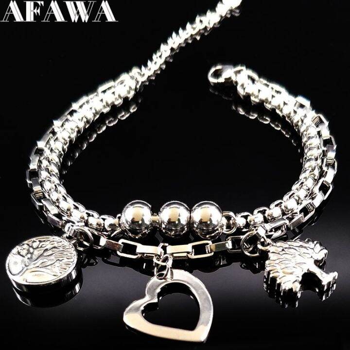 2023-double-love-silver-color-stainless-steel-bracelet-for-women-tree-of-life-bracelets-bangles-jewelry-pulseras-hombre-bbb1s01