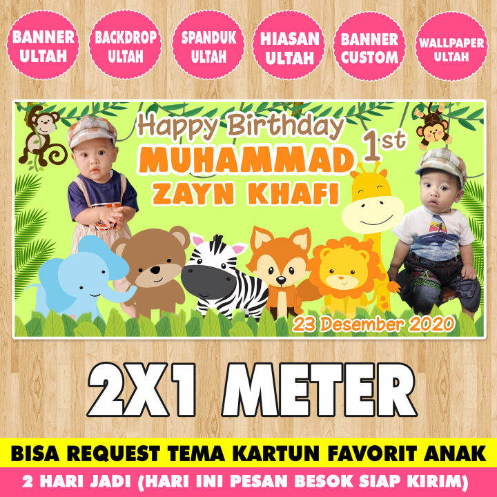 Banner Ulang Tahun Anak Custom Gambar 2 X 1 Meter Spanduk Banner