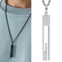 【DT】hot！ Fashion Men Minimalist Bar Necklace Neck Chain Hollow Rectangle Pendant Male Trend Jewelry