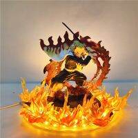 Mainan Figur Aksi PVC DIY Pemandangan Led Api Figur อนิเมะ Setan Slayer Rengoku Kyoujuriu Boneka Anak-Anak 14Cm