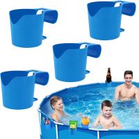 5Pcs Blue Poolside Cup Holders Plastic Pool Cup Holder Plastic Container Hook for Swimming Pool Side Beverage Drinks Beer Storage