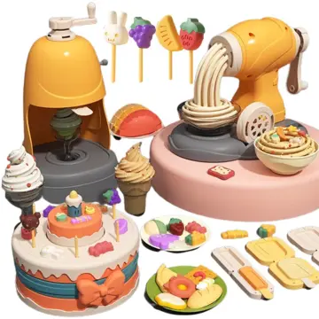 1set Yellow Ice Cream Children's Kitchen Pretend Play Noodle Maker Toy With  Clay, Great Gift For Kids