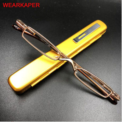WEARKAPER 1.0 to 4 Upgraded Slim Compact Reader Reading Glasses Women Men Cheap Pocket Reading Glasses With Pen Clip Tube Case