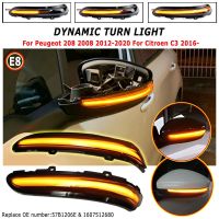 Dynamic LED Side Mirror Blinker Lights Turn Signal Lamps 2PCS For Peugeot 2008 208 2013-2020 For Citroen C3 C4 Cactus 2016-Signal Light Assemblies Par