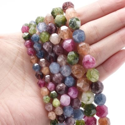 ✻ Colorful Faceted Tourmaline Beads Natural Stone Bead for Jewelry Making DIY Charm Bracelet Necklace Accessories 6/8/10mm