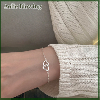 Aolie สร้อยข้อมือจี้หัวใจคู่สำหรับผู้หญิงใหม่สร้อยข้อมือวินเทจกลวงห่วงโซ่ข้อมือเครื่องประดับสำหรับเด็กผู้หญิง